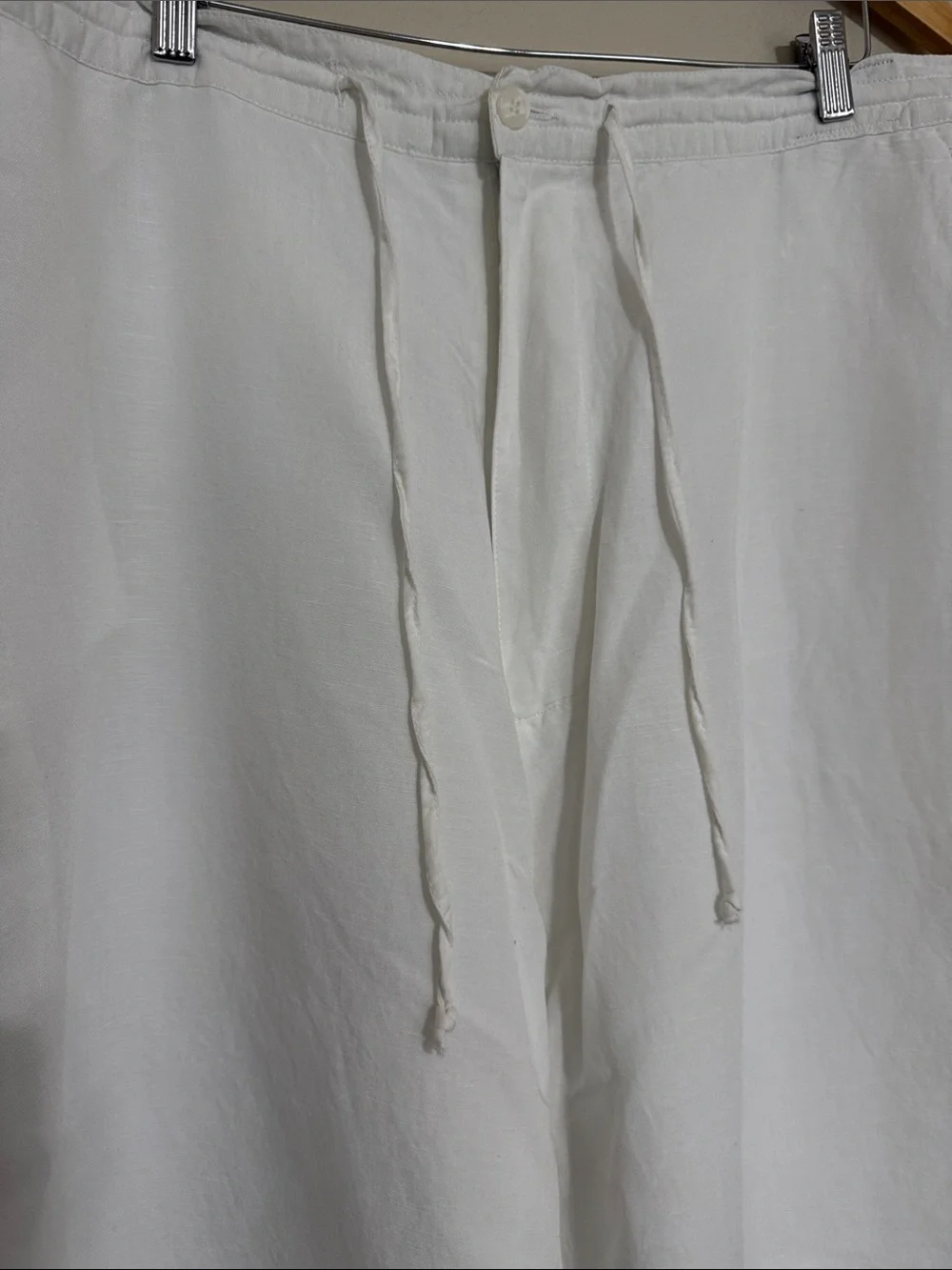 Linea Uomo Men's White Linen Drawstring Pants 46x30 beach vacation casual resort